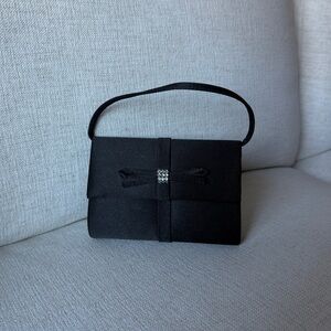 Jessica McClintock Black Clutch with Bow Detail